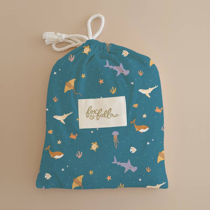 Ocean Creatures Marine Organic Fitted Cot Sheet for wholesale by Fox & Fallow