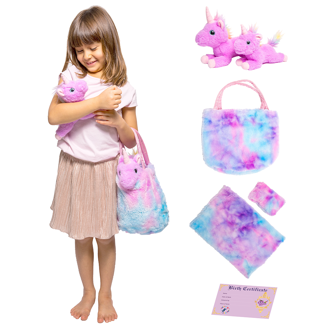 AYK Brand - Wholesale Stuffed/Plush Toy - Kids & Baby - Little Jupiter Mommy & Baby Unicorn Set - Purple Tie Dye1