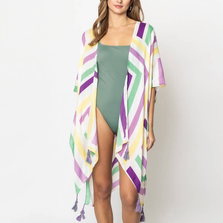 Abstract Print Open Front Kimono for wholesale by Fashion City