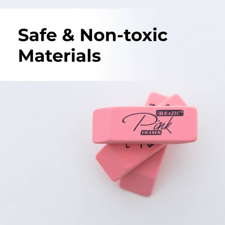 BAZIC Products - Wholesale Eraser - Pink Bevel Eraser (4/Pack)