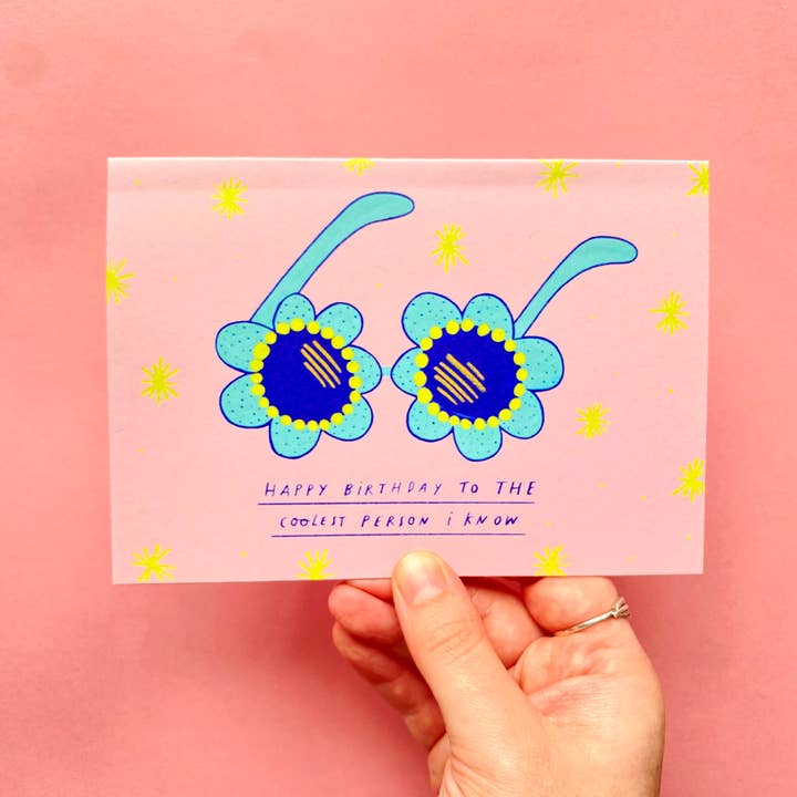 Kerrie Illustrates – wholesale Birthday card – Happy Birthday To The Coolest Person I Know Sunglasses Bday1