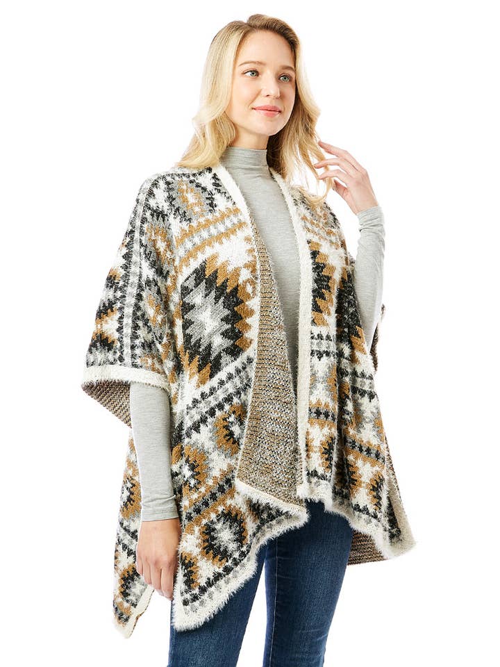 Hana - Wholesale Cardigan – Women’s - Aztec Pattern Ruana7