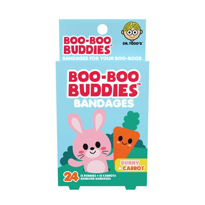 Kids Bandages – Bunny + Carrot (24 Count, Latex-Free) for wholesale by Boo Boo Buddies