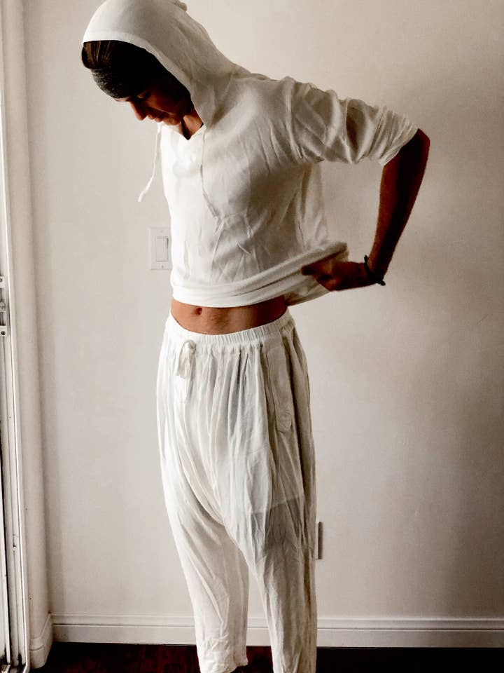 Madouk Collection - Wholesale Top & Pant Set (NOT Loungewear) - Women's - Harem Pants - White - Linen