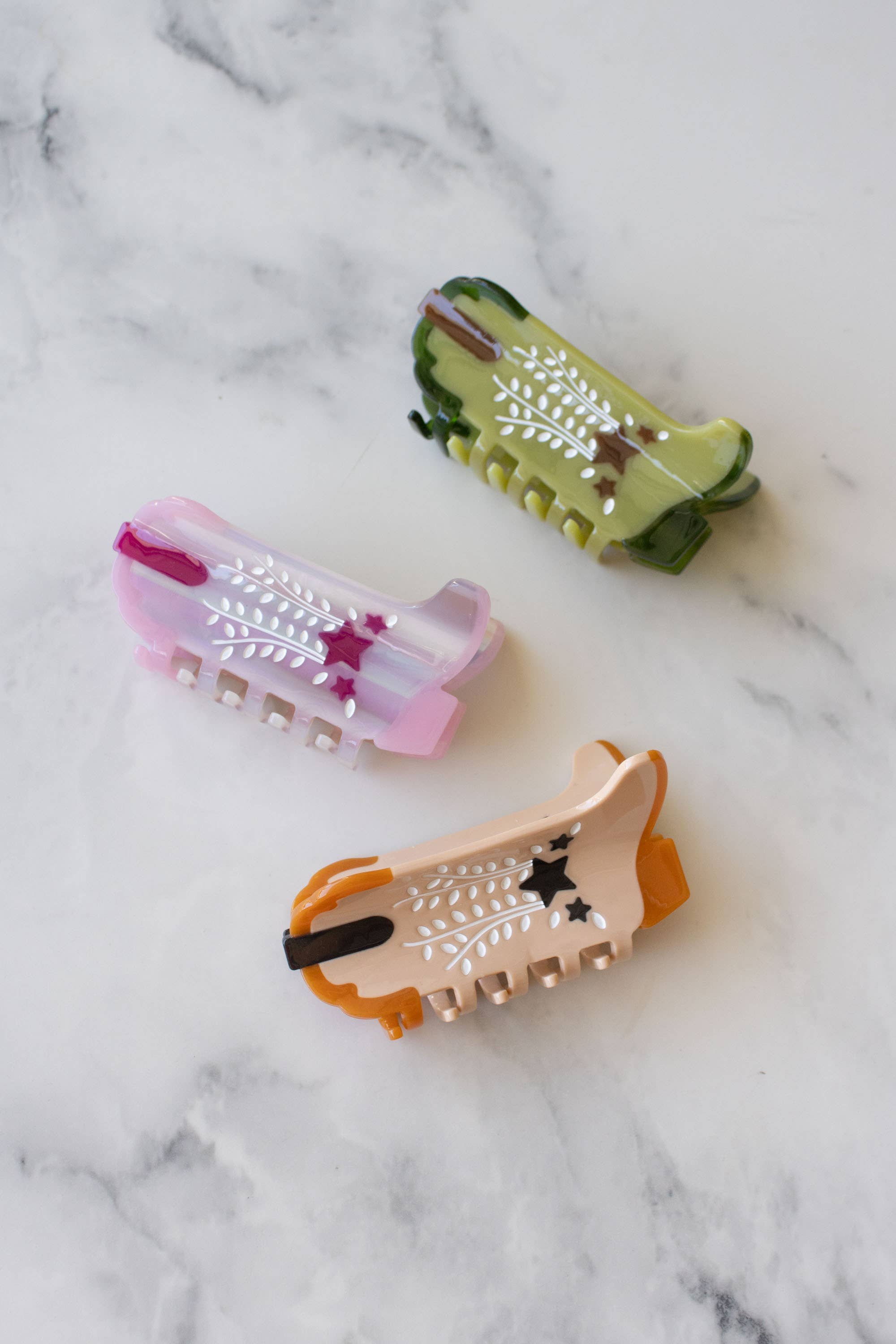 Tiepology - Wholesale Hair Clip - Women's - Eco Shooting Star Cowboy Boots Hair Claw Clip12