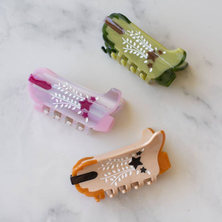 Tiepology - Wholesale Hair Clip - Women's - Eco Shooting Star Cowboy Boots Hair Claw Clip12
