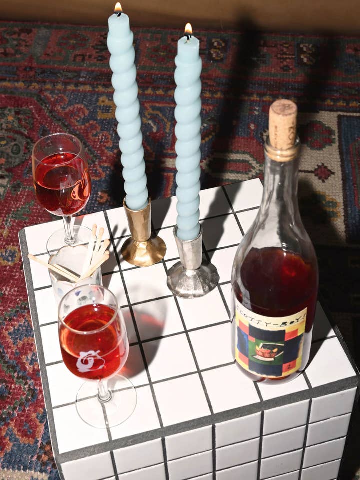 Conjunto de 2 velas cicas torcidas - Baby Blue por atacado de This&That