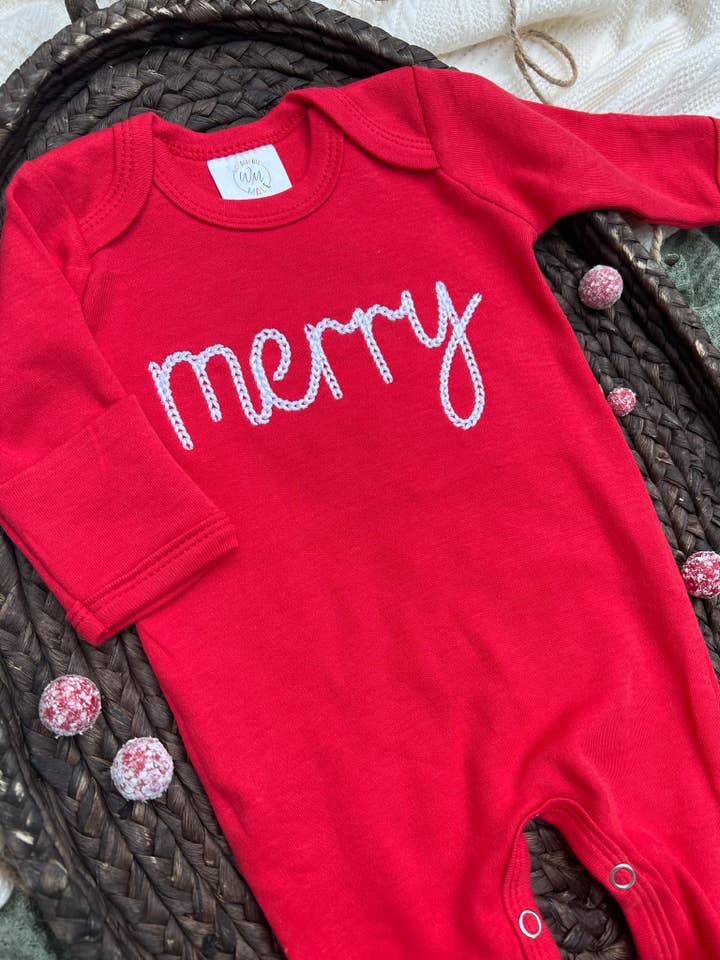 Wonderfully Made - Wholesale Jumpsuit - Baby - Baby Romper | Merry Christmas Red Baby Outfit3