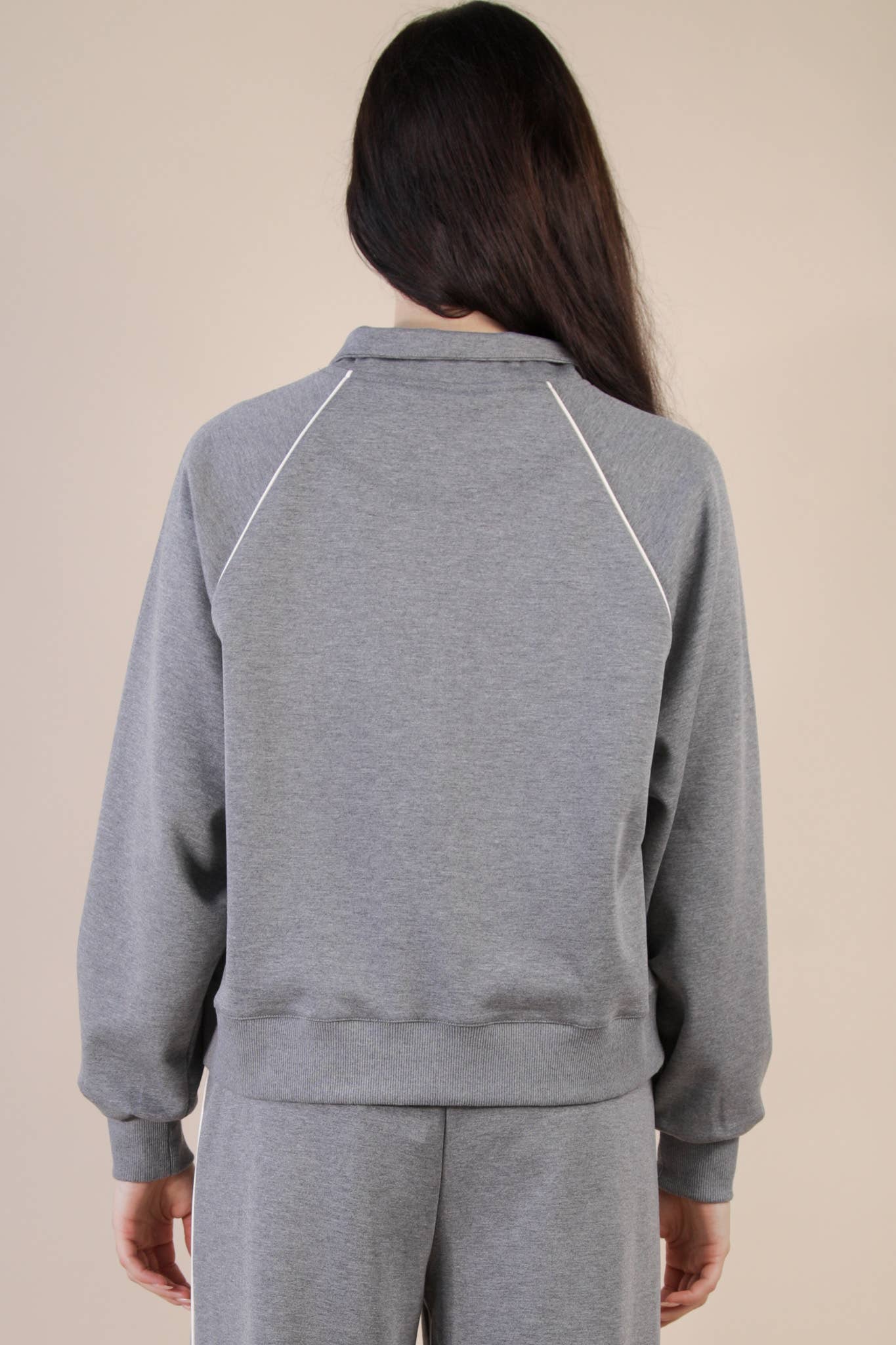 VERY J – Engroshandel Sweatshirt - Dame – NT12304-Halv lynlås med rørdetaljer strikket afslappet top3