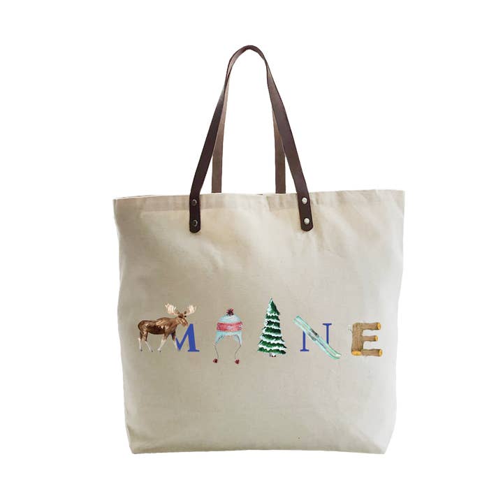 maine winter large tote for wholesale by Tina Labadini Designs