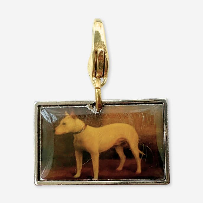 Vintage Bullterrier-Hund rechteckiger Anhänger für den Großhandel von Lulu’s Petals