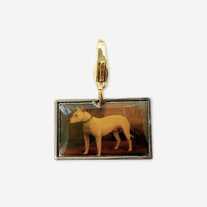 Pendentif rectangulaire vintage chien bull terrier pour la vente par Lulu’s Petals