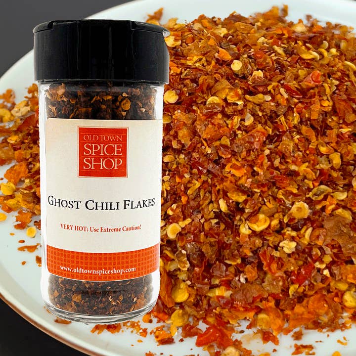 Flocons de piment fantôme, piment fort écrasé pour la vente par Old Town Spice Shop