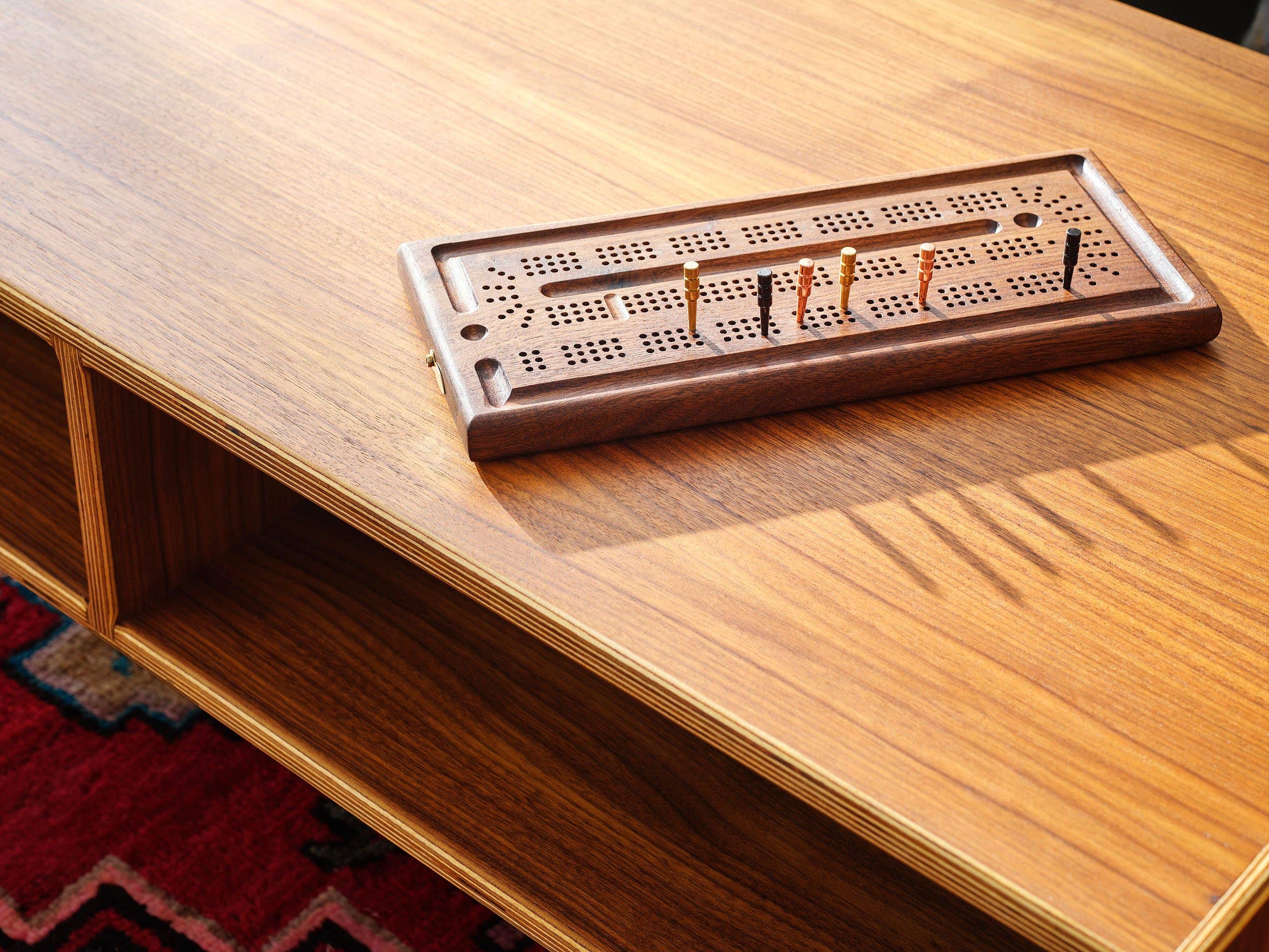 Relic Modern™ | Furniture & Objects - Wholesale Board Game - Modern 3-Player Cribbage Board with Pegs in Walnut or Cherry3
