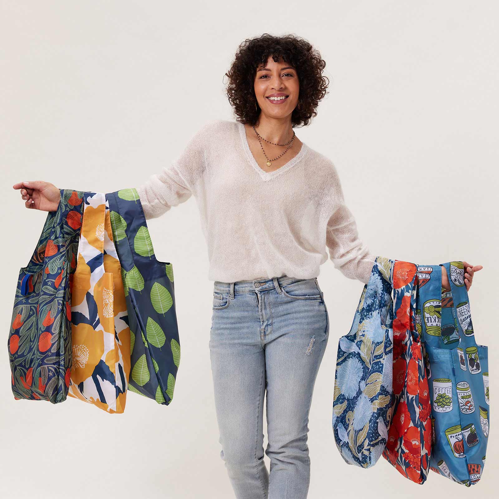 rockflowerpaper - Wholesale Grocery/Shopping Bag - Chrysanthemum blu Reusable Shopping Bag6