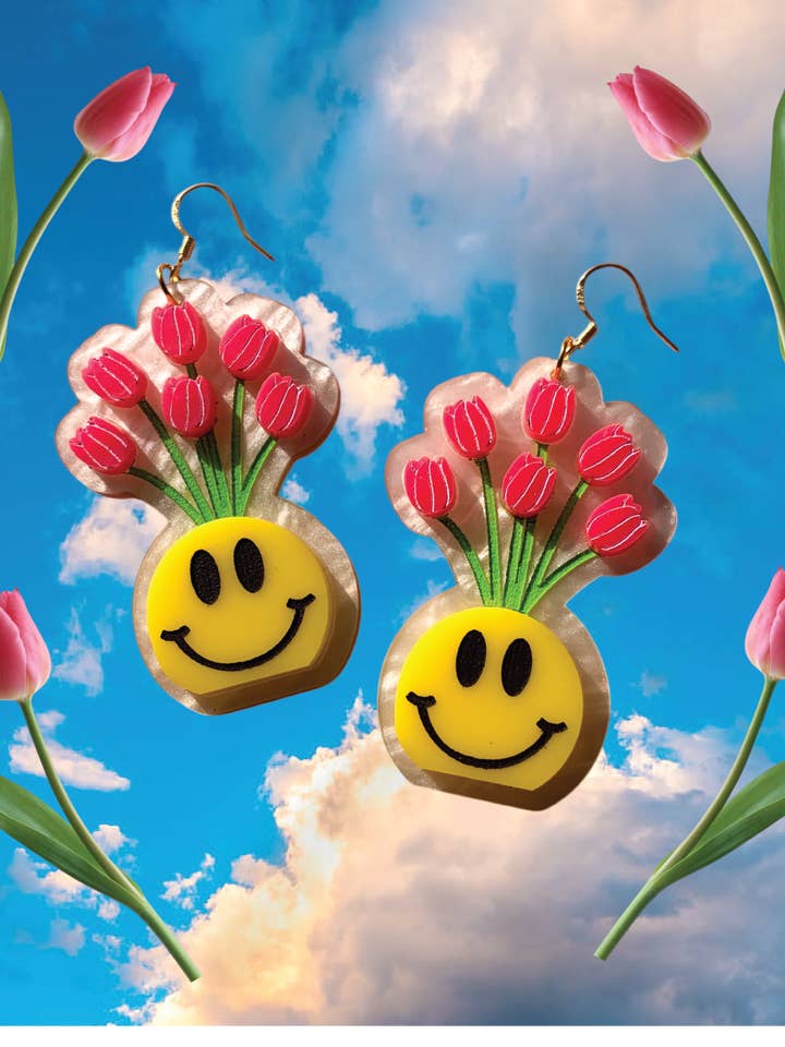 Happy Vase Earrings for wholesale by No Guts No Glory Jewelry + Co