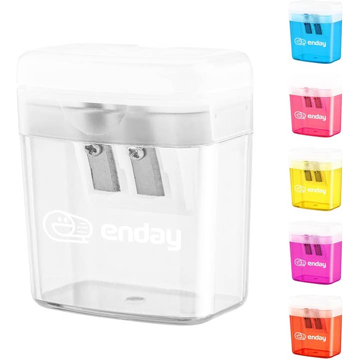 enday - Wholesale Pencil Sharpener - Dual Blade Sharpener W Lid & Receptacle