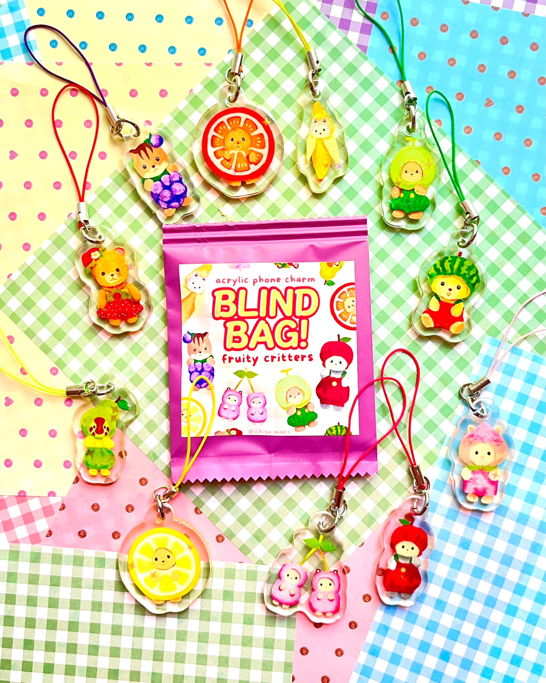 Ichigo Mart - Wholesale Keychain - Unisex - Fruity Calico Critter Charm Blind Bags, Surprise Keychains0