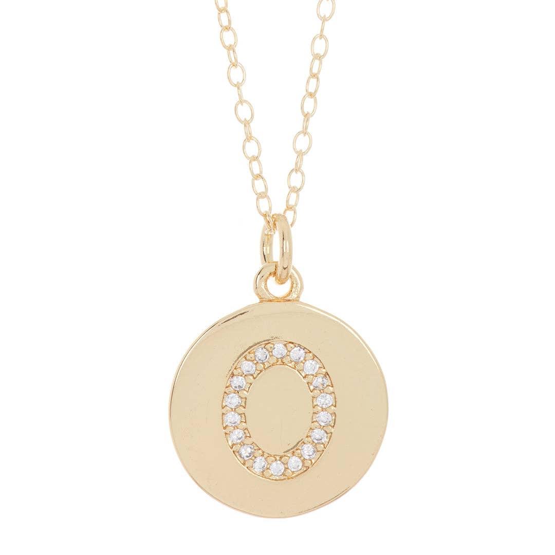 Adornia - Wholesale Halskettinghanger - Initial Pave Disc Ketting zilver goud16