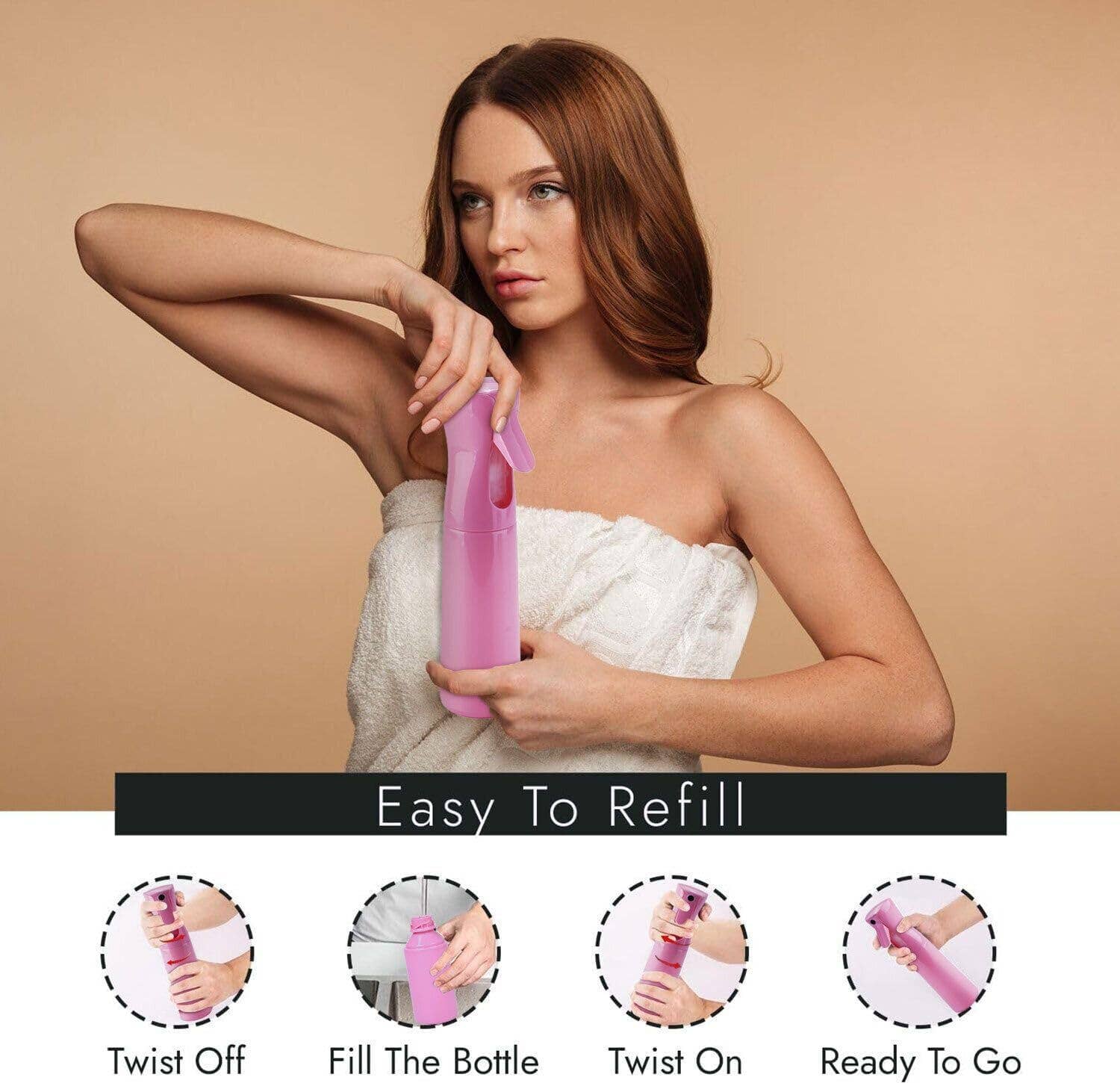 Vigor Path – wholesale Spray bottle – Continuous Spray Bottle with Ultra Fine Mist - Light Pink4