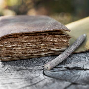 Backwoods Provisions - Wholesale Journal/Diary - Genuine Leather Journal with Antiqued Handmade Pages, Leather Strip Closure, and Wooden Pencil2