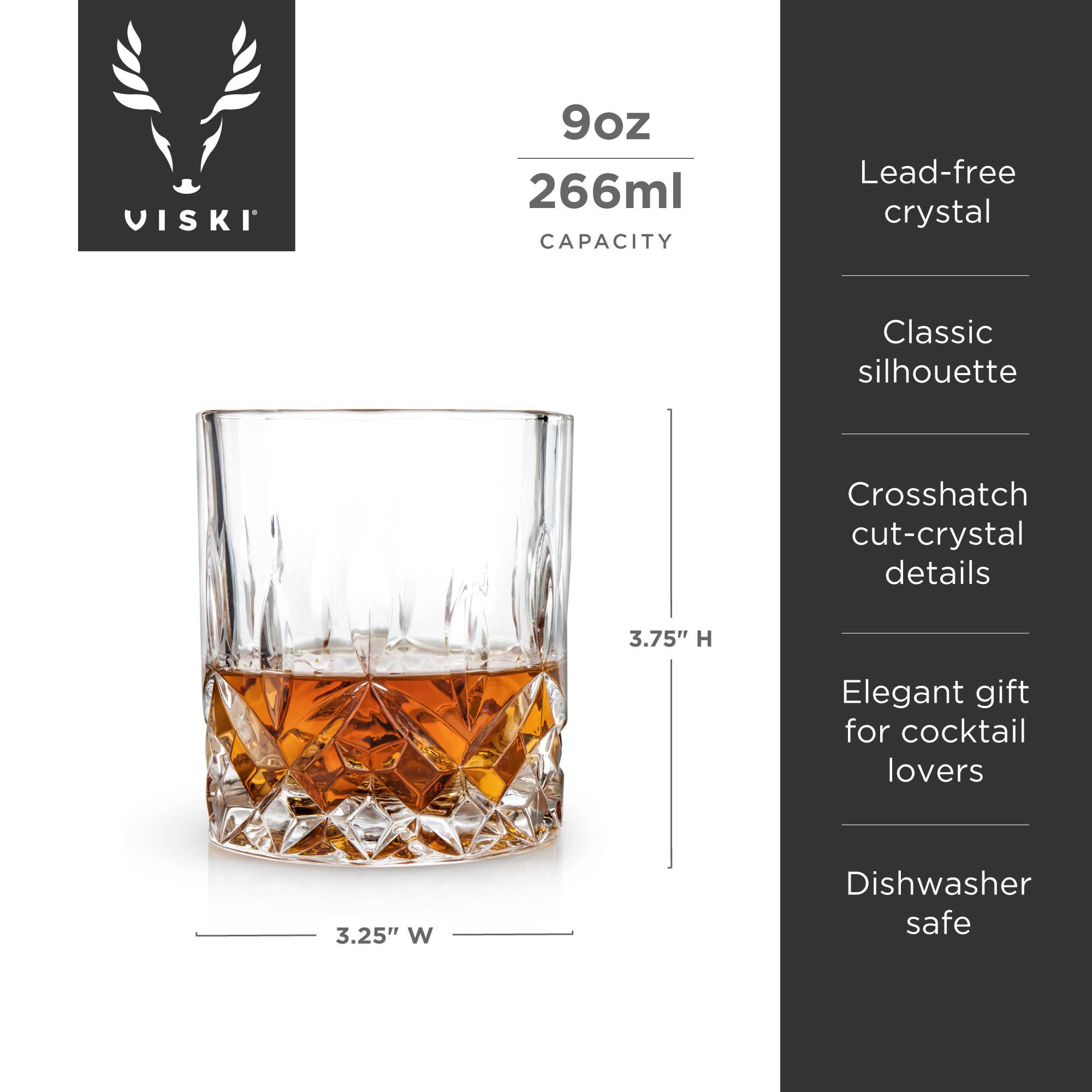 Viski - Wholesale Cocktail/Liquor Glass - Admiral™ Stemless Crystal Lowball Tumblers Set of 26