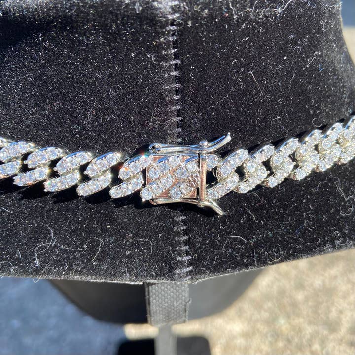 Prestige Jewelry - Wholesale Link & Chain Necklace - 14k White Gold Plated Diamond Cuban Chain 20in 8mm2