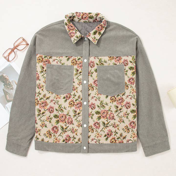 Medium Grey Corduroy Floral Patchwork Vintage Jacket and other Purchase Wholesale plus size vintage. Free Returns & Net 60 Terms on Faire trending on Faire.