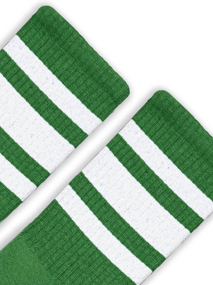 SOCCO White Striped Crew | Forest Green for wholesale on Faire