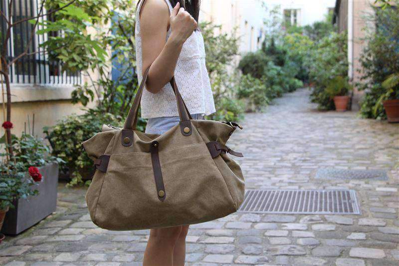 ZEDE PARIS - Wholesale Weekender Bag - Women's - SAINT-LAZARE - Weekend travel sports bag in canvas and leather49