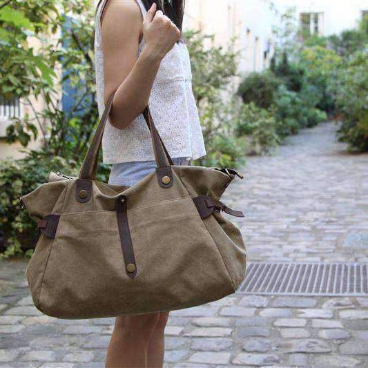 ZEDE PARIS - Wholesale Weekender Bag - Women's - SAINT-LAZARE - Weekend travel sports bag in canvas and leather49