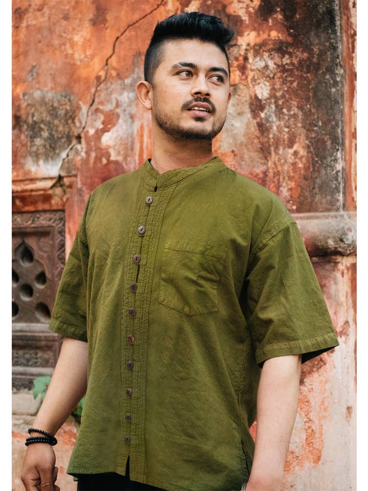 Namaste – wholesale Buttoned-down shirt – Men's – Kathmandu Short Sleeve Kurta Shirt