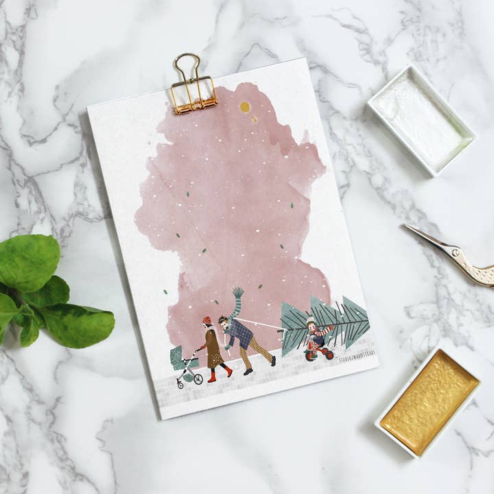 STUDIOZWAANSTRAAT – Postal por atacado – cartão postal - série Natal - caminhando1