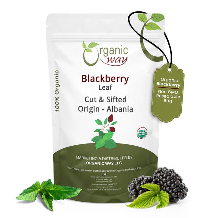 Blackberry Leaf (Rubus fruticosus) Cut & Sifted - Herbal Tea | European Wild-Harvest | Kosher Certified | Non GMO & Gluten Free | USDA Certified | Origin - Albania for wholesale by Organic Way LLC