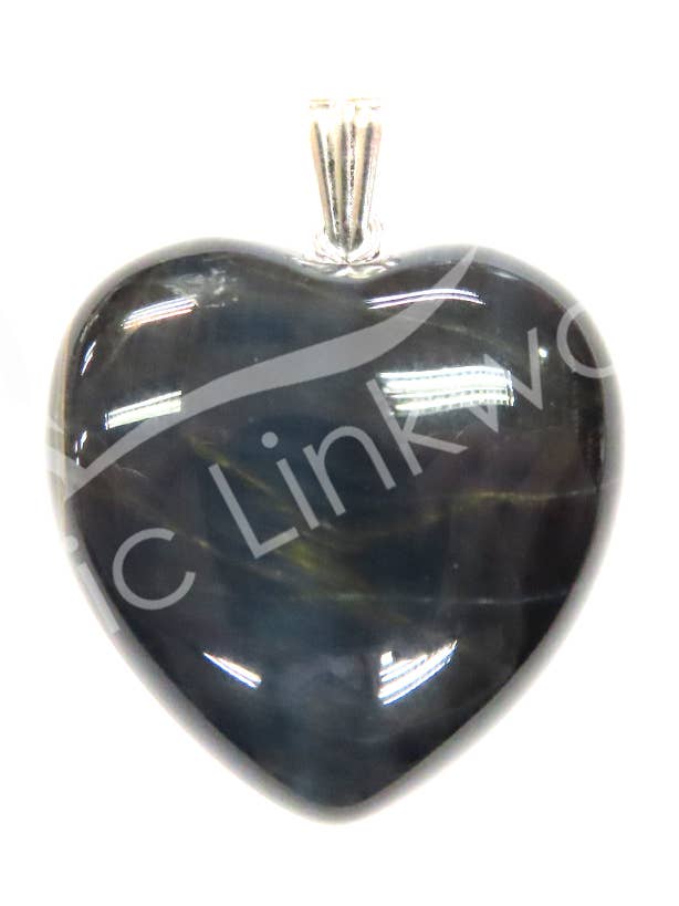 (PK 6)PENDANT - HEART TIGER EYE, BLUE (PK 6) 1" for wholesale by Oceanic Linkways Inc