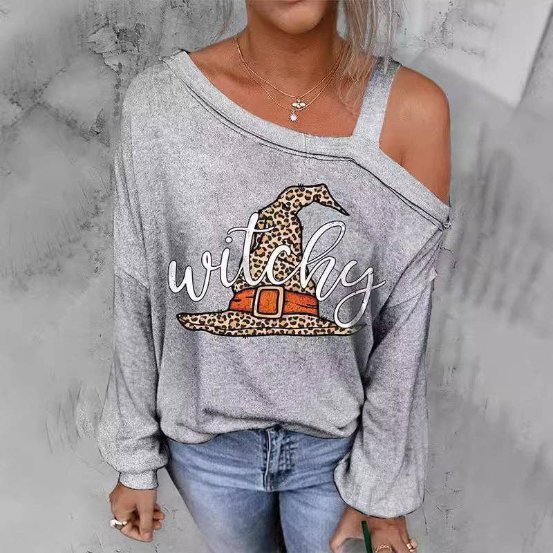 SALINA TRADING INC - Wholesale Graphic Sweatshirt - Women's - Halloween Women Cool Shoulder Sweatshirt with 3D Effect15