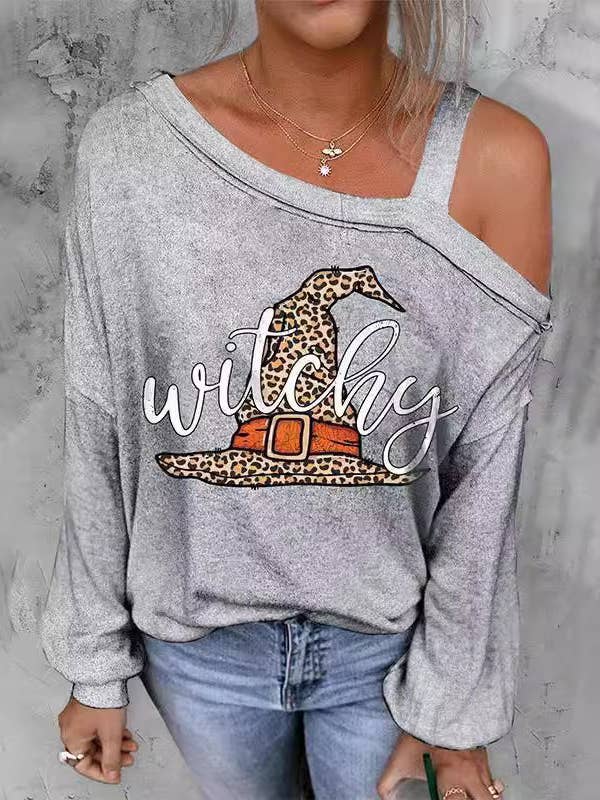 SALINA TRADING INC - Wholesale Graphic Sweatshirt - Women's - Halloween Women Cool Shoulder Sweatshirt with 3D Effect15