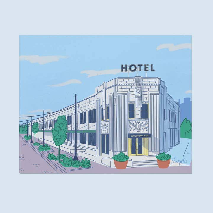 Bottleworks Hotel, Indianapolis Print for wholesale by Bolts and Stars