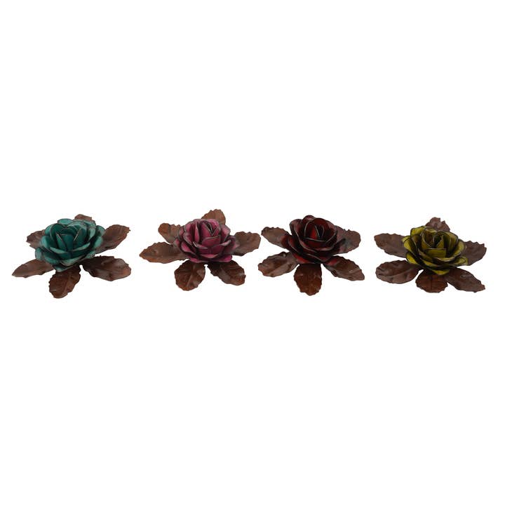 My Amigos Imports - Wholesale Artificial Flowers - Tulia Rustic Metal Rose Flower-Handmade-4.5 in-Beauty-Colors