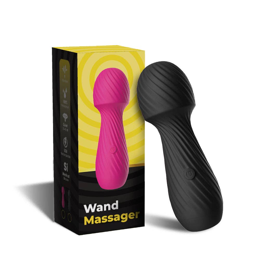 Kinky Pleasure - Wholesale Sex Toy - Bossoftoys - 52-00025 - Dazzle Black Silicone Massager USB - 9 Vibration Modes - Mini Wand