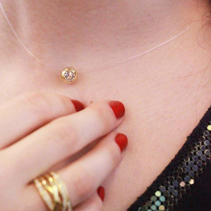 CARALI / MYC Paris - Wholesale Jewelry Set - Set of 3 Moon Invisible necklaces - Gold, Rose Gold, Silver