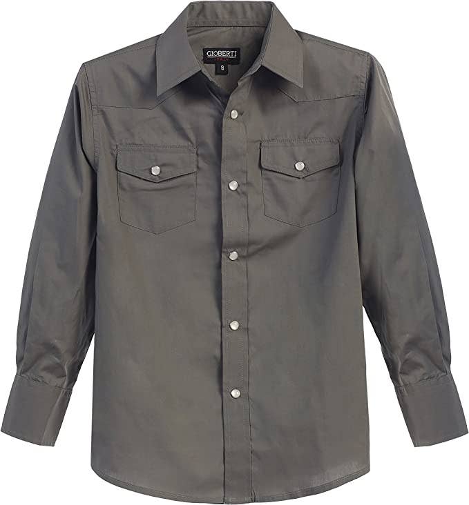 b-one inc - Wholesale Button Down Shirt - Men's - Men's Casual Western Solid Long Sleeve Shirt with Pearl Snaps GB-LS95W1