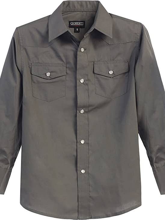 b-one inc - Wholesale Buttoned-down shirt – Men's - Men's Casual Western Solid Long Sleeve Shirt with Pearl Snaps GB-LS95W1