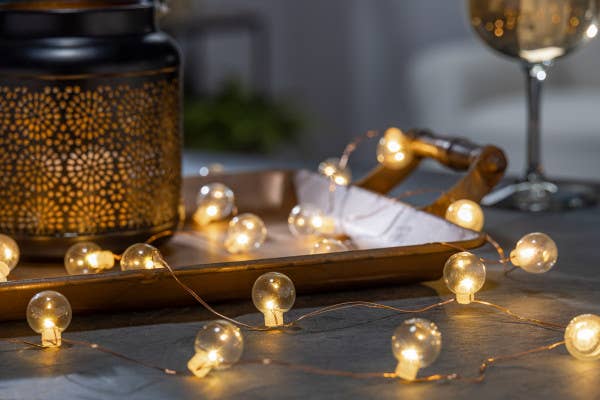 The Gerson Companies - Wholesale String Lights - Gerson Clear Glass Bubble Micro LED Light String. -- 30 Warm