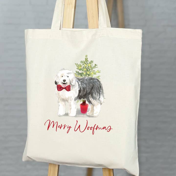 Customised Dog Christmas Tote Bag for wholesale by Lovetree Design