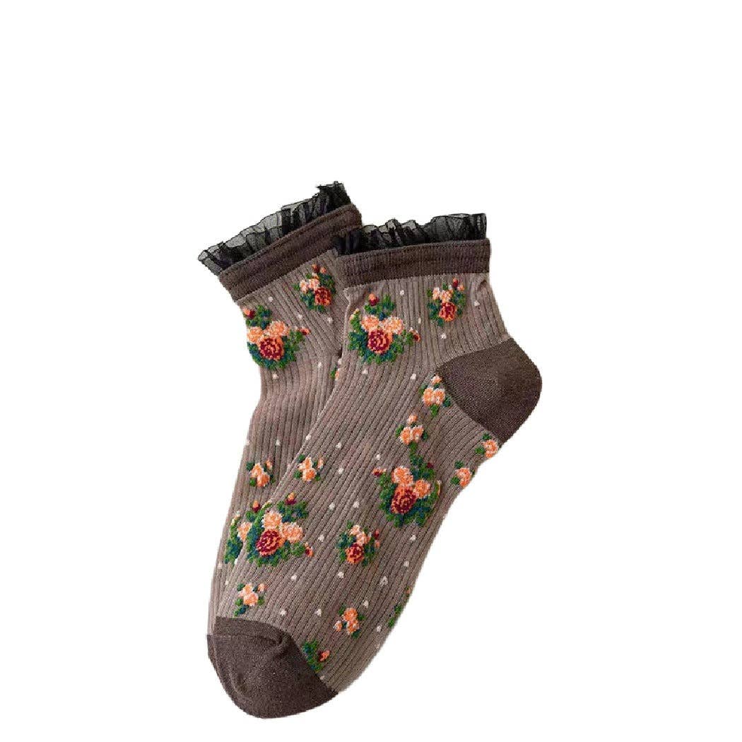 Funkyrel® Atzbranding Limited – Engroshandel Strømper - Dame – Rufia - Blonder Ankelstrømper med Blomster – 5 Farver8