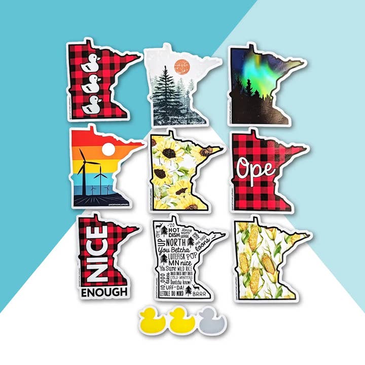 Paquete de pegatinas de vinilo de Minnesota, 10 unidades para venta al por mayor de North Owl Apparel