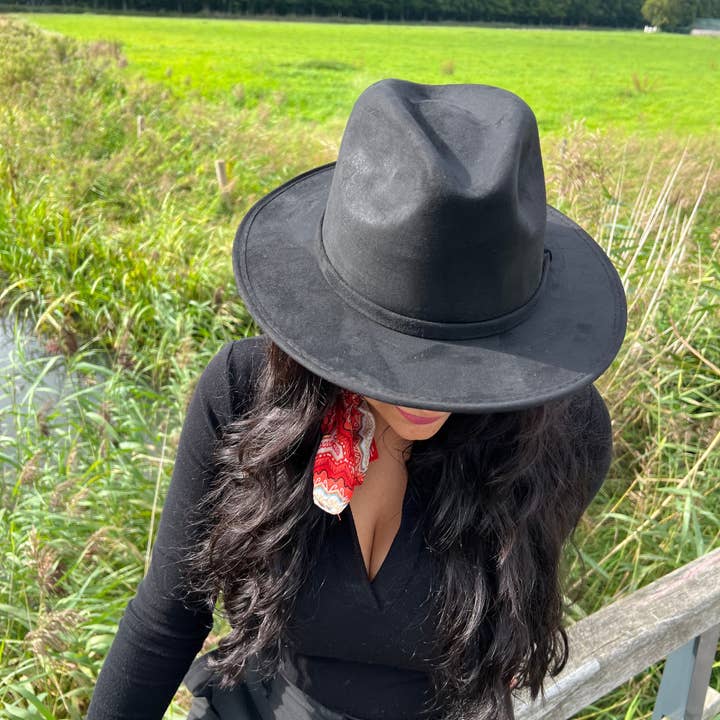 Queretaro · Waterdichte zwarte vegan suède Fedora hoed voor wholesale door Sandoval Hats