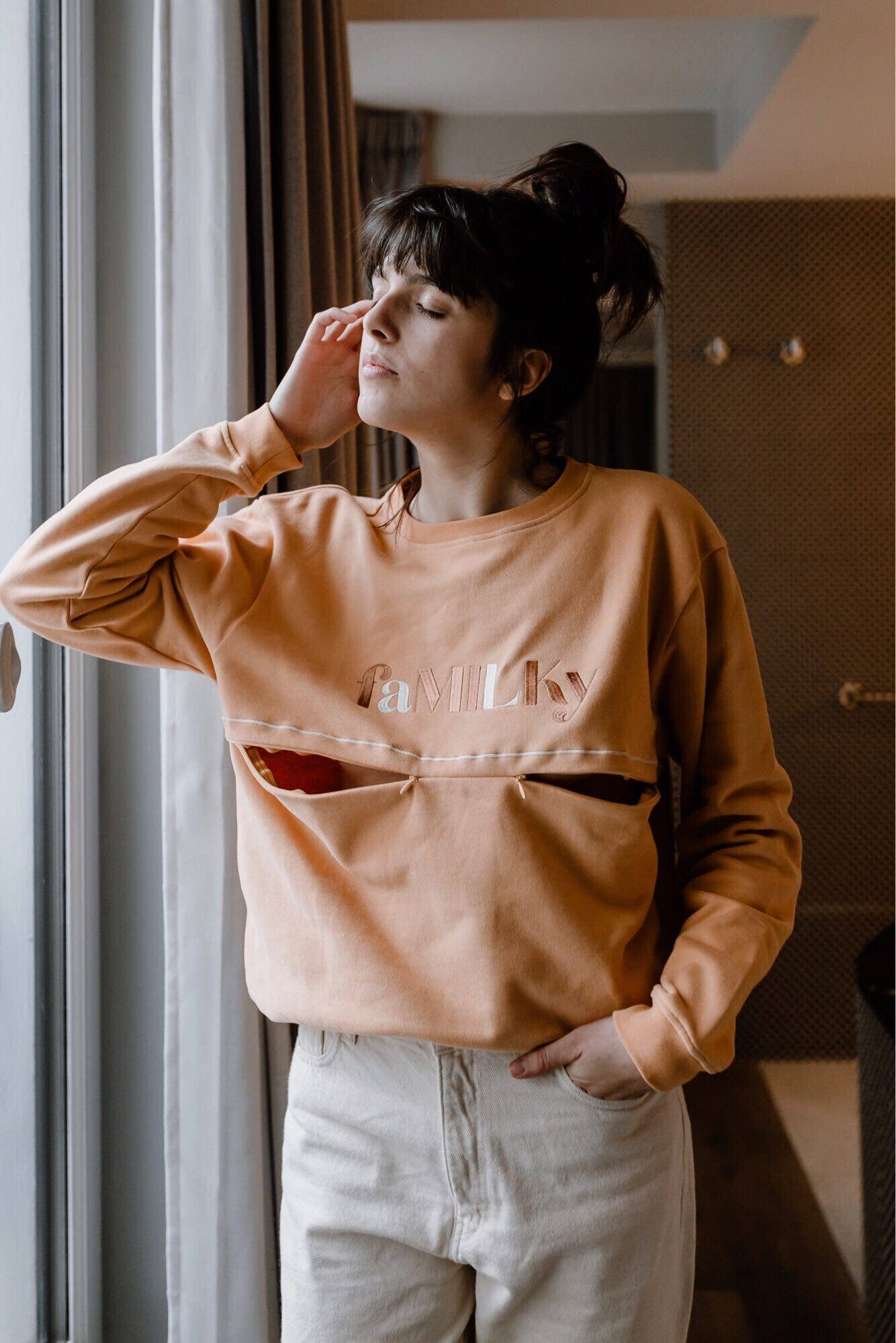 You&Milk - Wholesale Sweatshirt - Women's - faMILKy apricot nursing sweatshirt1