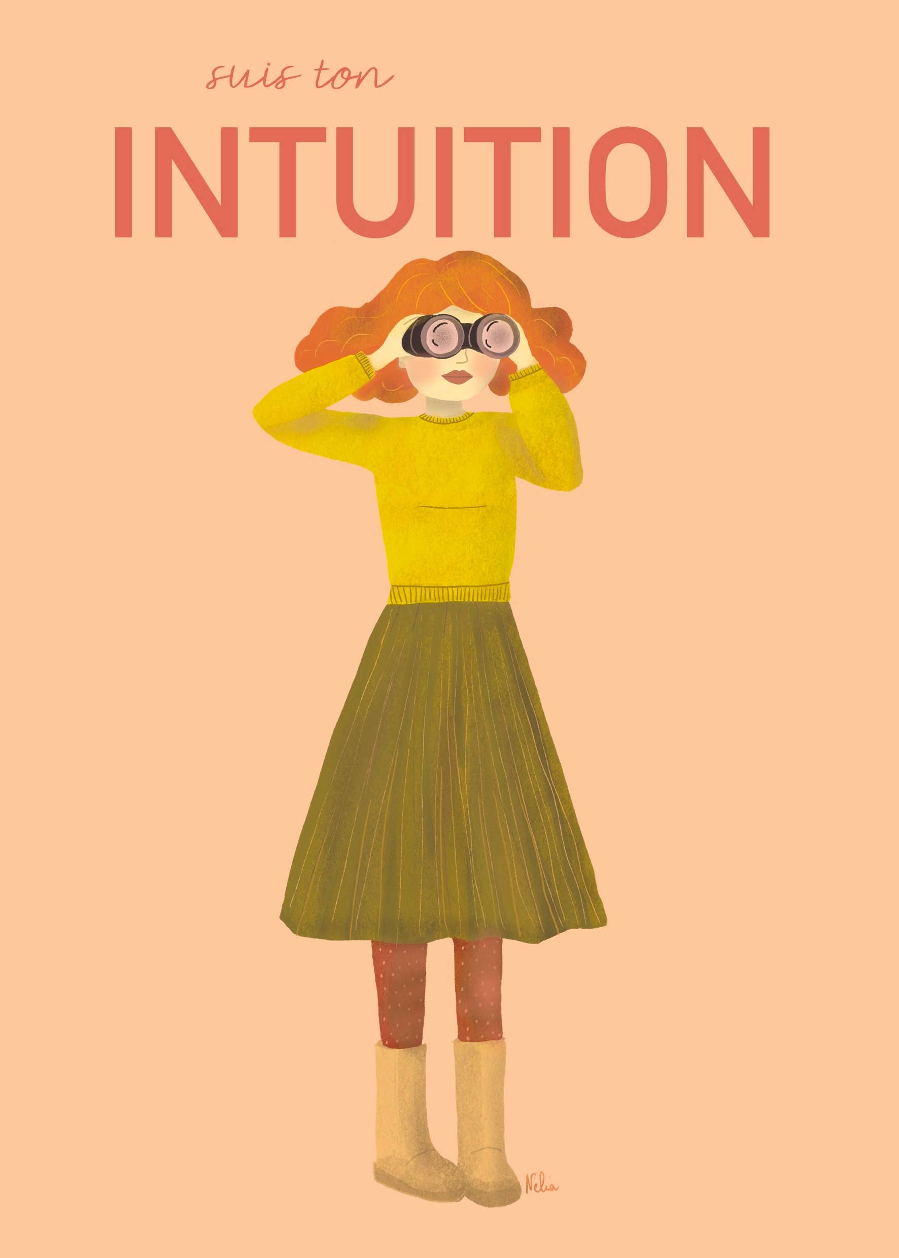 Nelia illustration - Venta al por mayor Conjunto de papelería y tarjetas - Tarjeta Mantra SIGUE TU INTUICIÓN3